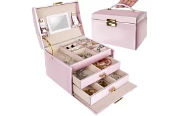 Elegáns ékszerdoboz – rózsaszín záras és szatén felülettel