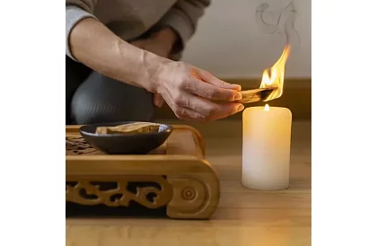 Fehér hengeres gyertya 10x5 cm – 8 darabos készlet