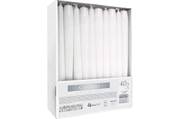 Fehér kúpos gyertya 24,5x2,3 cm – 40 db-os készlet