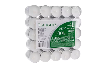 Teásgyerty fehér – égési idő 4 óra – csomagolás 100 db