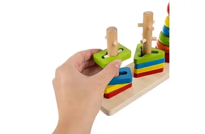 Fa fából készült kirakós játékok gyerekeknek – formák válogatója