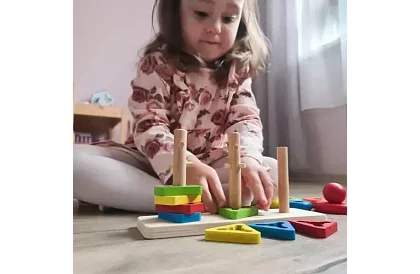 Fa fából készült kirakós játékok gyerekeknek – formák válogatója