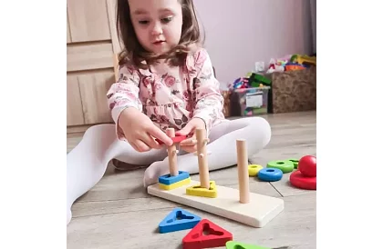 Fa fából készült kirakós játékok gyerekeknek – formák válogatója