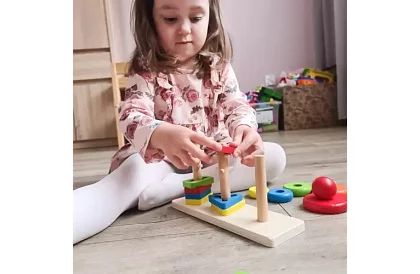 Fa fából készült kirakós játékok gyerekeknek – formák válogatója