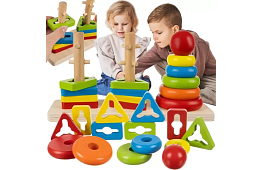 Fa fából készült kirakós játékok gyerekeknek – formák válogatója