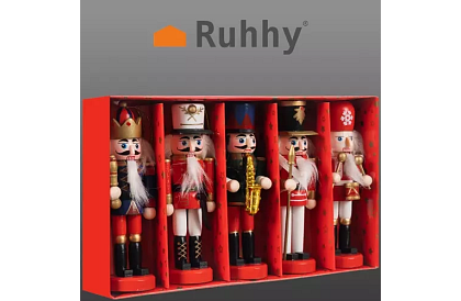 Fa díszes fából készült diótörő – Karácsonyi dekoráció 5 db