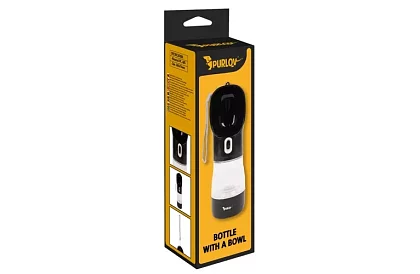 Utazási vízpalack kutyáknak, jutalom tálkával