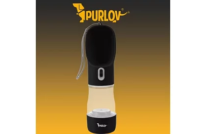 Utazási vízpalack kutyáknak, jutalom tálkával