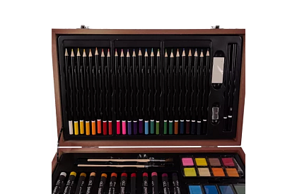 Festék készlet fából készült tokban – 130 elem