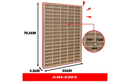 Fa fali polc - autószervező - 90 rekesz