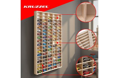 Fa fali polc - autószervező - 90 rekesz