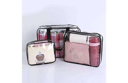 Átlátszó kozmetikai táskákkal – 3 darabos készlet
