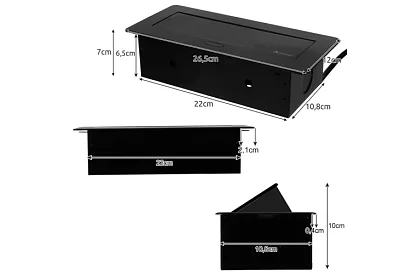 Beépített kihúzható aljzat 2x 220V + 2x USB – fekete
