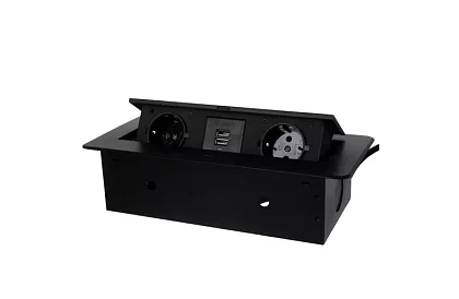 Beépített kihúzható aljzat 2x 220V + 2x USB – fekete