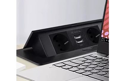 Beépített kihúzható aljzat 2x 220V + 2x USB – fekete