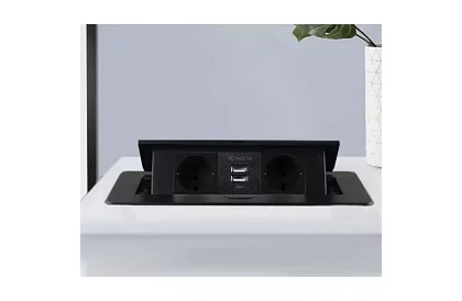 Beépített kihúzható aljzat 2x 220V + 2x USB – fekete