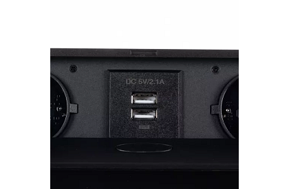 Beépített kihúzható aljzat 2x 220V + 2x USB – fekete