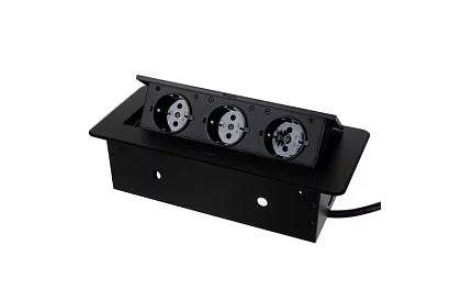 Beépített kihúzható aljzat 3× 220 V – fekete