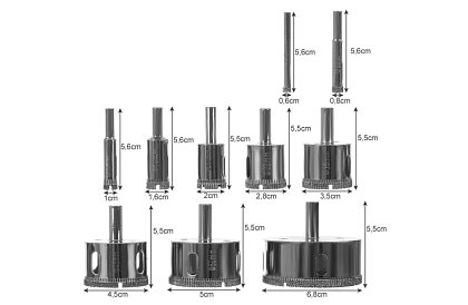 Gyémánt fúrók - 10 méretű készlet