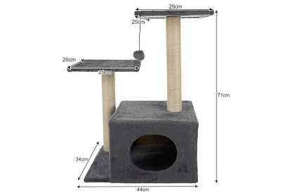 Szürke macska kaparó - 71 x 44 x 34 cm