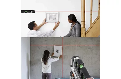 Lézeres vízmérték, kihúzható mérőszalaggal – 250 cm