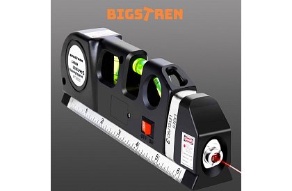 Lézeres vízmérték, kihúzható mérőszalaggal – 250 cm