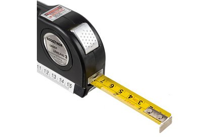 Lézeres vízmérték, kihúzható mérőszalaggal – 250 cm