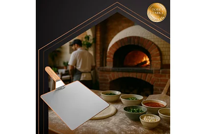 Rozsdamentes acél pizza lapát fából készült nyéllel