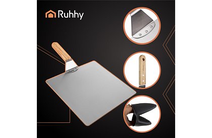 Rozsdamentes acél pizza lapát fából készült nyéllel