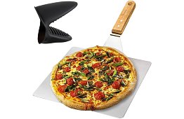 Rozsdamentes acél pizza lapát fából készült nyéllel