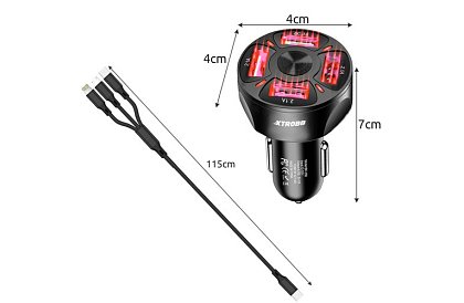 4x USB autós töltő + kábel