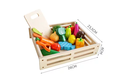 Fa játék – zöldségvágás kiegészítőkkel - 34 darab