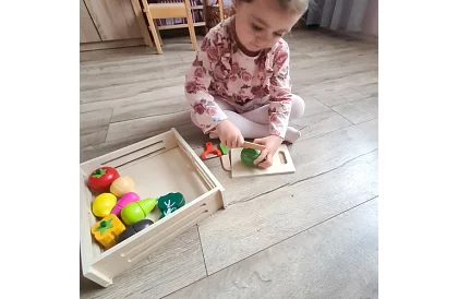 Fa játék – zöldségvágás kiegészítőkkel - 34 darab