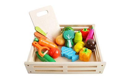 Fa játék – zöldségvágás kiegészítőkkel - 34 darab