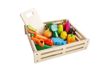 Fa játék – zöldségvágás kiegészítőkkel - 34 darab