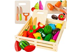 Fa játék – zöldségvágás kiegészítőkkel - 34 darab