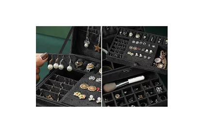 Elegáns velúr ékszertartó - fekete