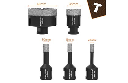 Gyémánt lyukasztó fúrók M14 6–68 mm - 7 darabos készlet + adapter