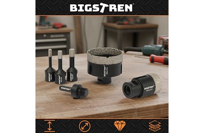 Gyémánt lyukasztó fúrók M14 6–68 mm - 7 darabos készlet + adapter