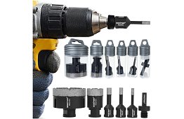 Gyémánt lyukasztó fúrók M14 6–68 mm - 7 darabos készlet + adapter