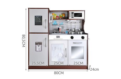 Fábólás gyerek konyha XL tartozékokkal - barna