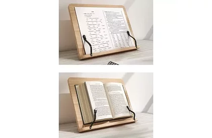 Fából állvány könyv és laptop számára