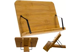 Fából állvány könyv és laptop számára