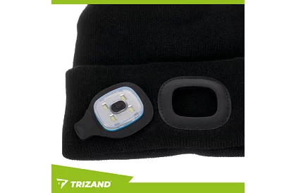 Kétrétegű téli sapka LED lámpával - fekete