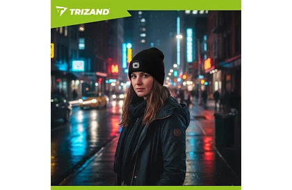 Kétrétegű téli sapka LED lámpával - fekete