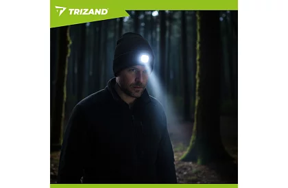 Kétrétegű téli sapka LED lámpával - fekete