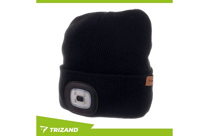 Kétrétegű téli sapka LED lámpával - fekete