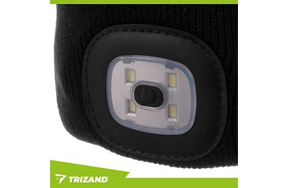 Kétrétegű téli sapka LED lámpával - fekete