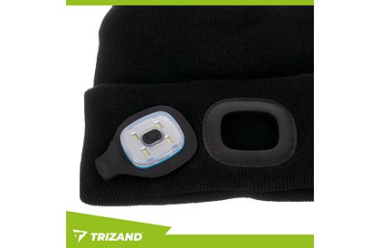 Kétrétegű téli sapka LED lámpával - fekete