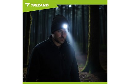 Kétrétegű téli sapka LED lámpával - fekete